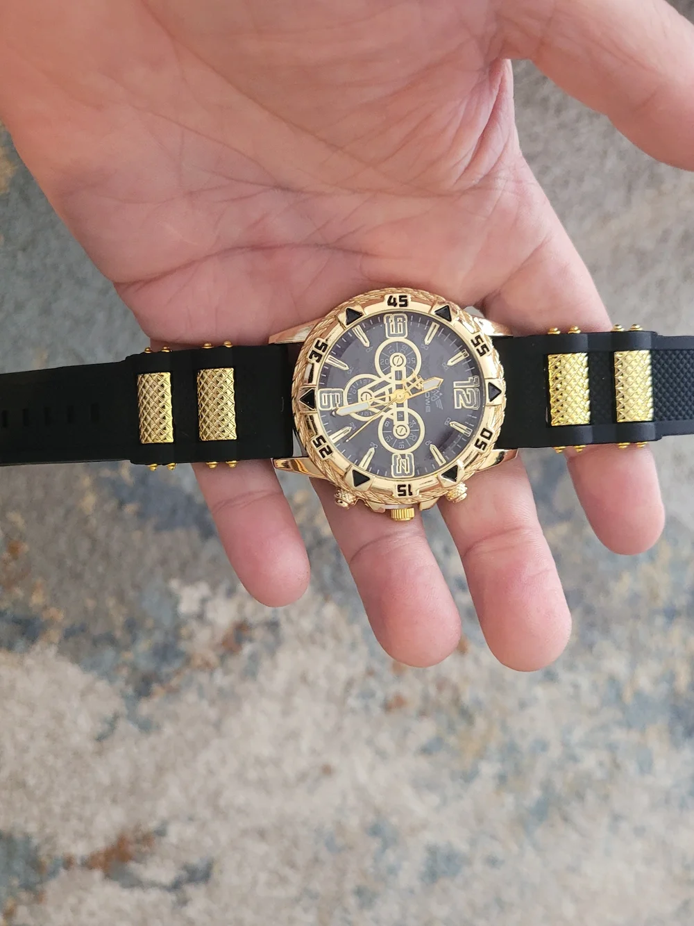 Zhowe Gold-Tone Chronograph Sport Watch with Black Dial